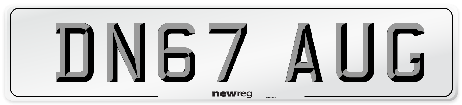 DN67 AUG Number Plate from New Reg